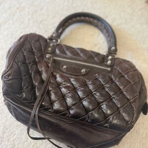 Belenciaga quilted  Leather Handbag in chocolate brown.